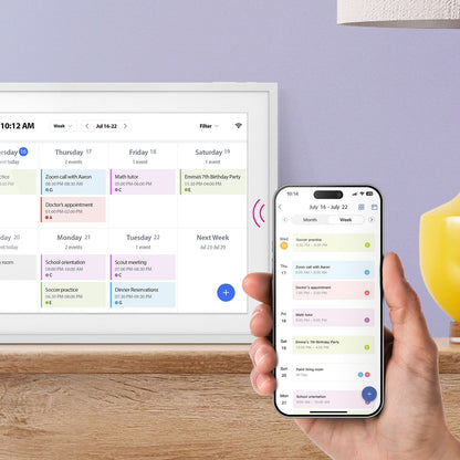 aluratek 10-inch smart wifi touchscreen digital calendar photo frame 32gb family scheduling