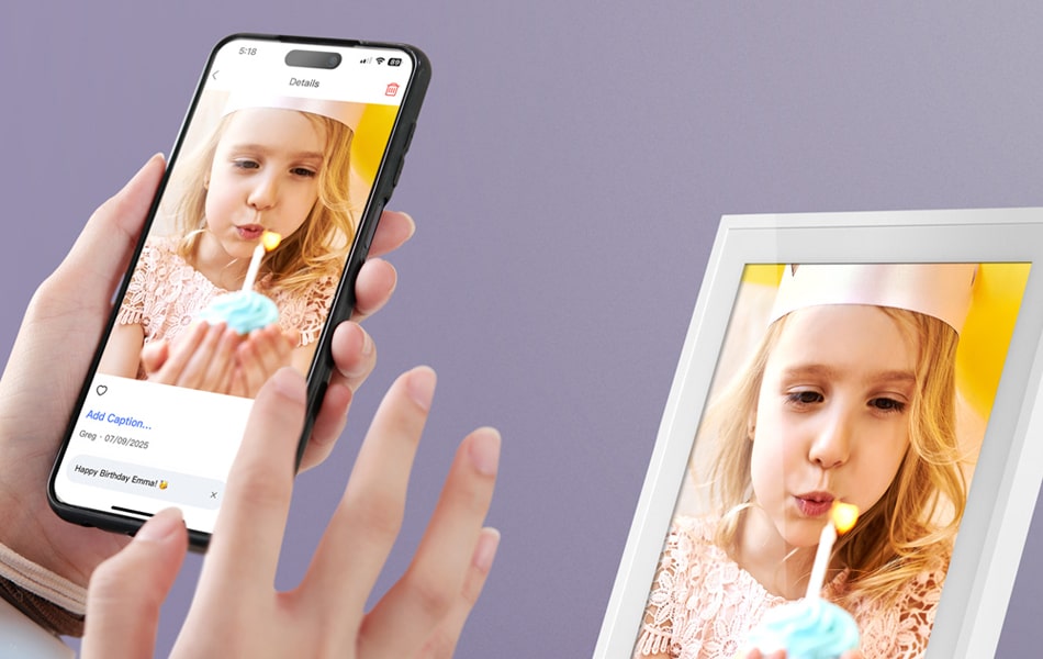 aluratek 10-inch smart wifi touchscreen digital calendar photo frame 32gb photo video sharing