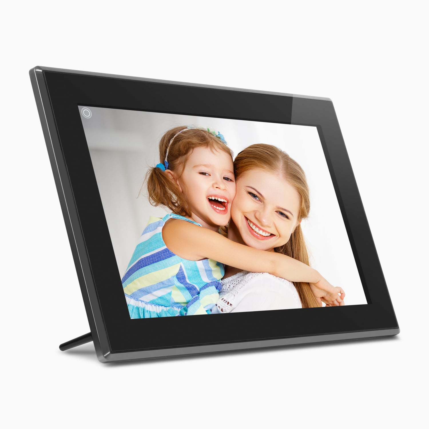 aluratek 15-inch ips touchscreen wifi digital photo frame 16gb angle