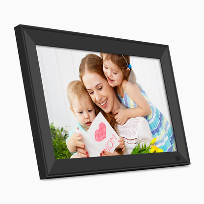 aluratek 15-inch ips touchscreen wifi digital photo frame auto rotation motion sensor 32gb angle