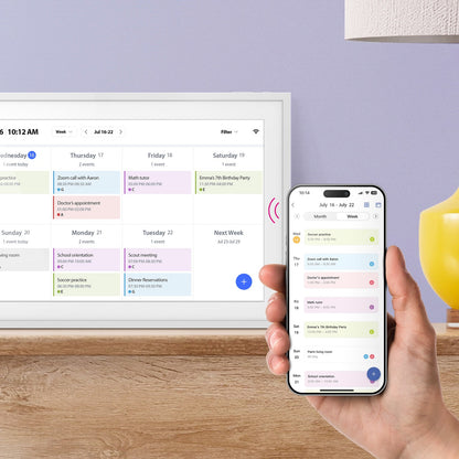 aluratek 15-inch smart wifi touchscreen digital calendar photo frame 32gb family scheduling
