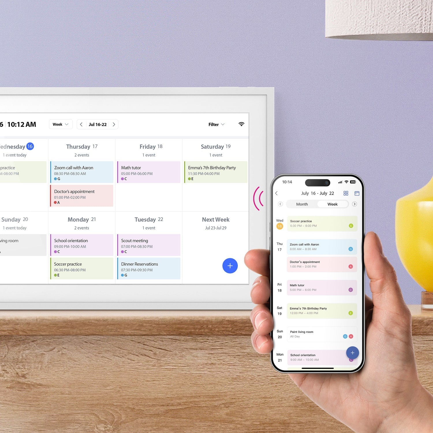 aluratek 15-inch smart wifi touchscreen digital calendar photo frame 32gb family scheduling