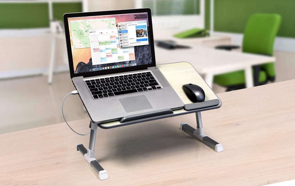 Aluratek Adjustable Ergonomic Laptop Cooling Table with Fan large work space