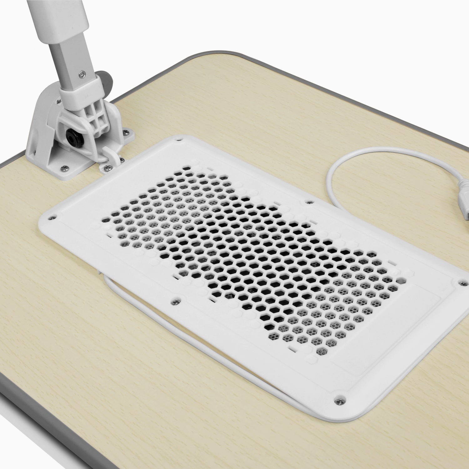 Aluratek Adjustable Ergonomic Laptop Cooling Table with Fan tilted