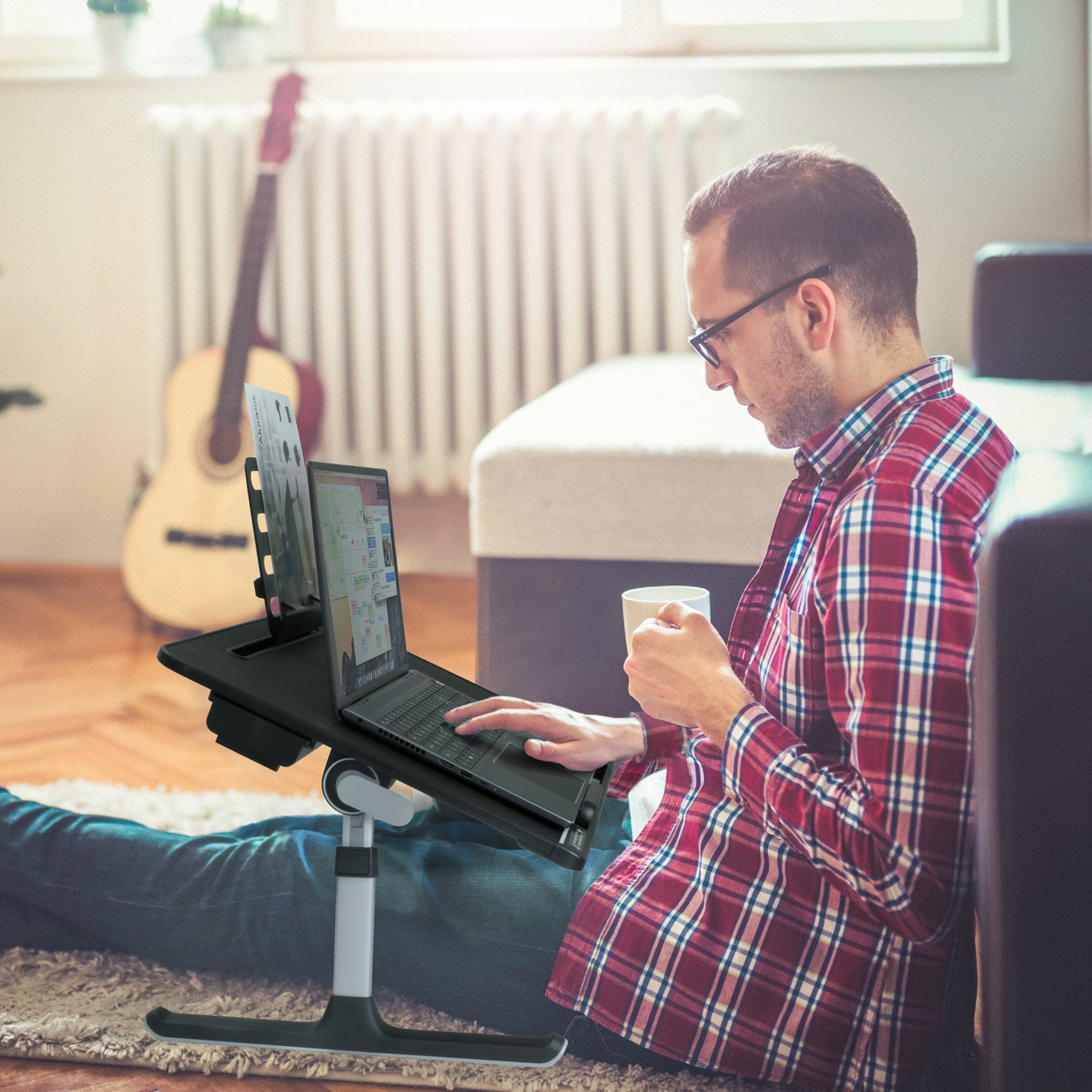 Aluratek Adjustable Laptop Stand Table lifestyle home office