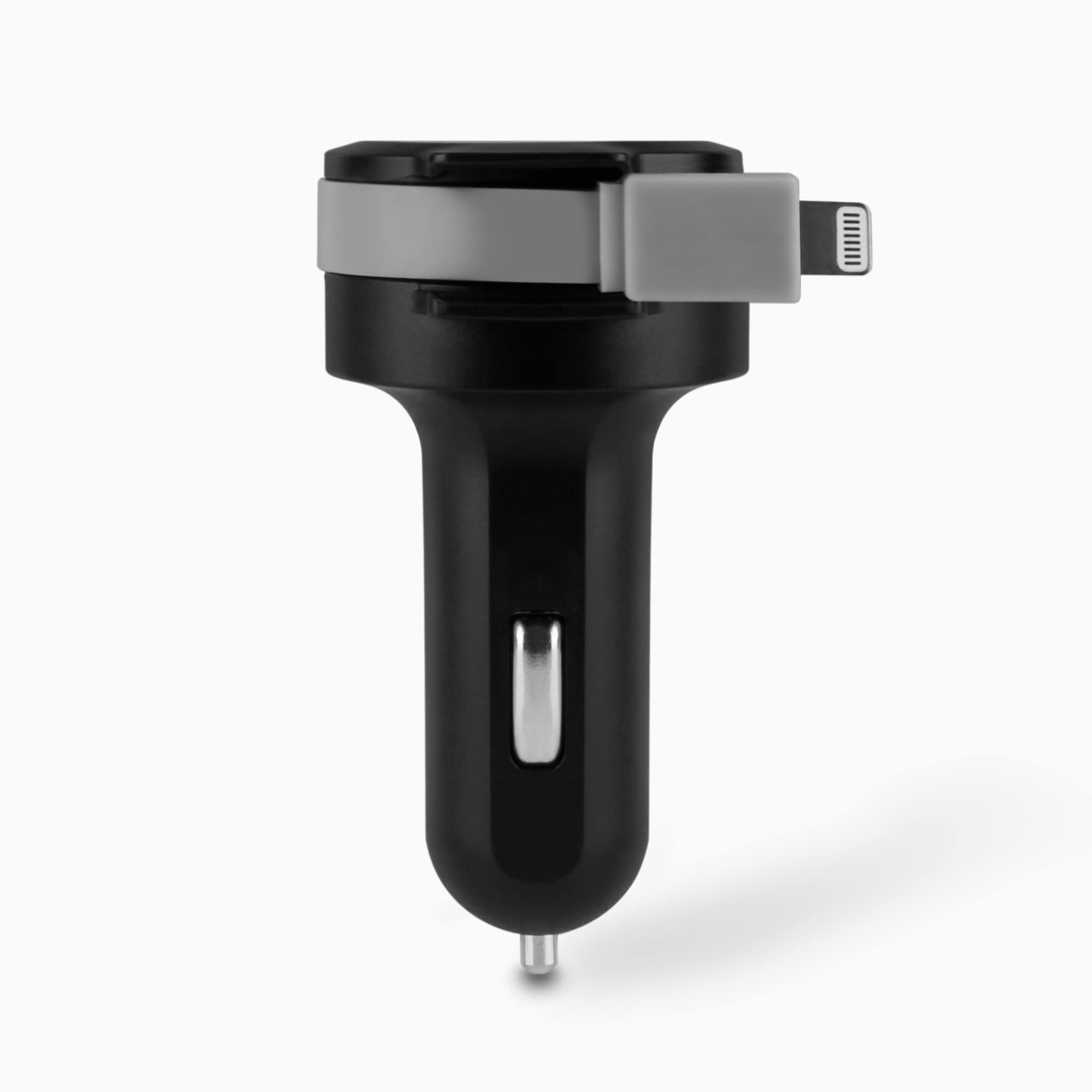 Aluratek Car Charger with Built-in Lightning Rolling Ribbon Cable and USB Charging Port Main