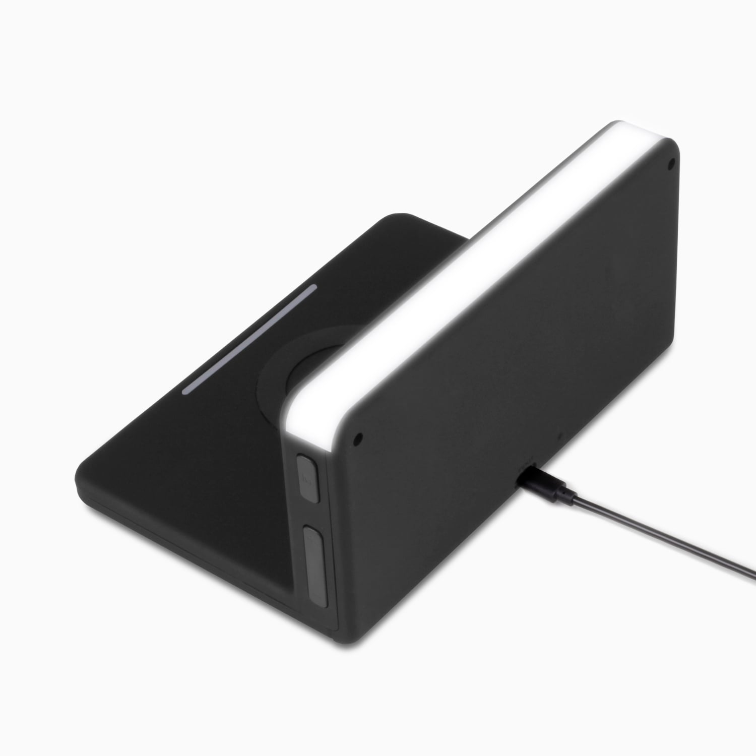 Aluratek Qi Wireless Charging Alarm Clock with Nightlight top Angle back