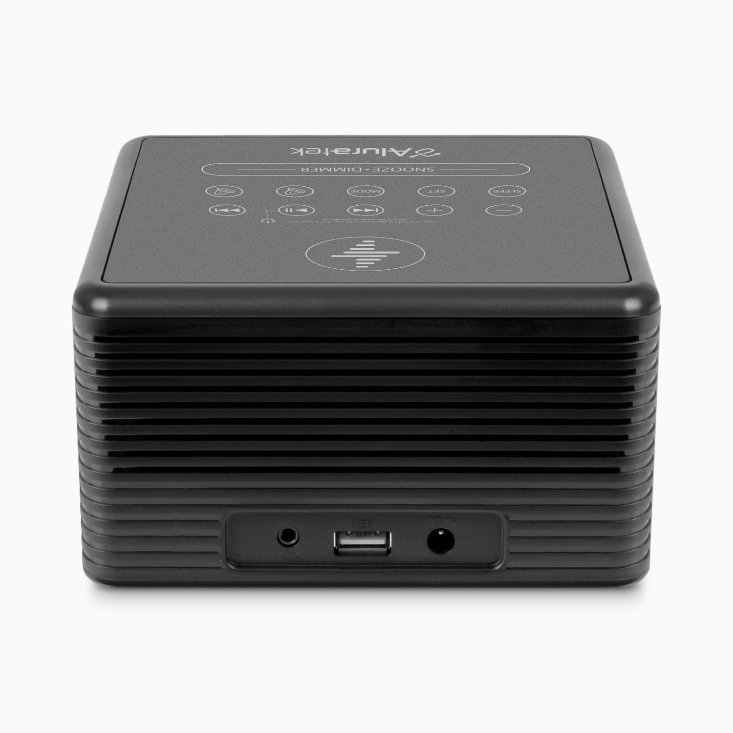 Aluratek Wireless Charging FM Clock Radio with Bluetooth Streaming back